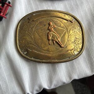 Western Rodeo Horse Riding Bronco Busting Two Tone Vintage Belt Buckle